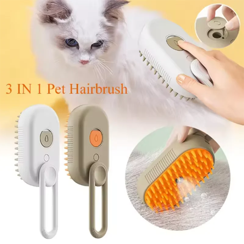 Cat Dog Pet Spray Massage Brush One Button Steam Spray Folding Rotatable Floating Hair Bath Hair Removal Brush Comb