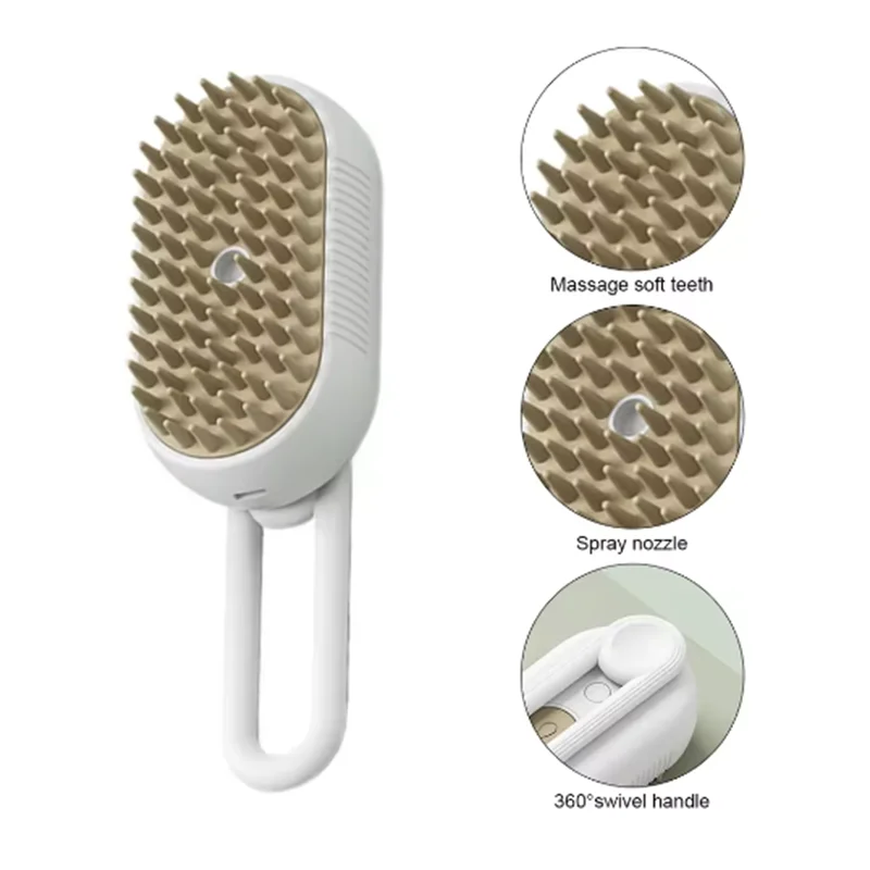 Cat Dog Pet Spray Massage Brush One Button Steam Spray Folding Rotatable Floating Hair Bath Hair Removal Brush Comb